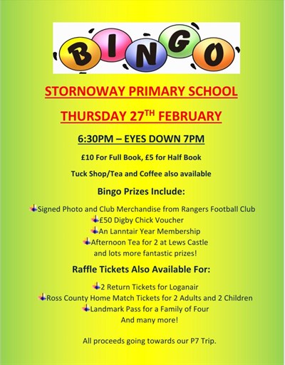 Bingo Night for Stornoway Primary
